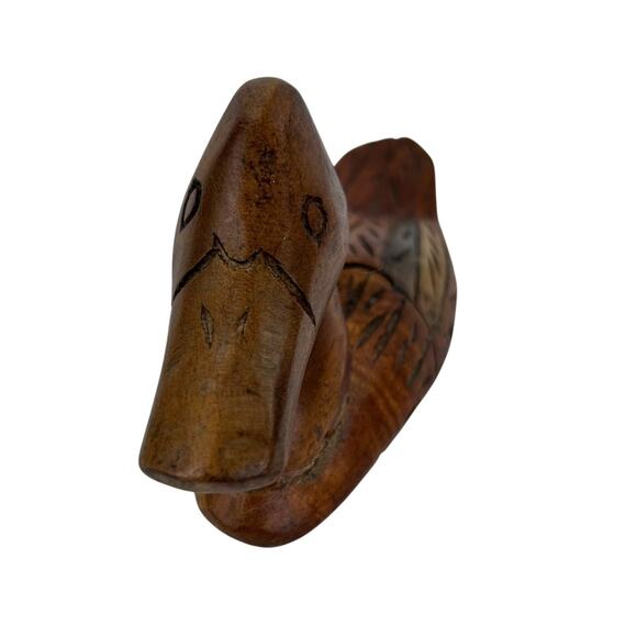 Vintage Hand-Carved Wood Duck Figurine – Rustic Folk Art Décor, Solid Wood Decoy - Picture 5 of 6